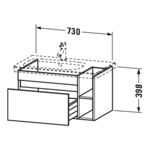 Duravit Meuble sous-lavabo DuraStyle 73x44,8 cm, évier gauche, blanc brillant, 1 tiroir