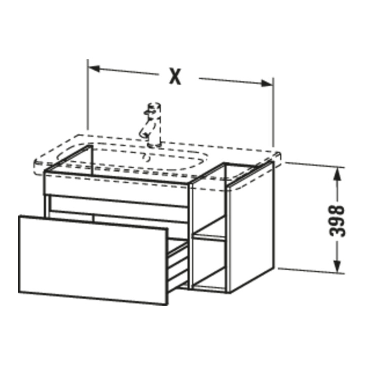 Duravit Meuble sous-lavabo DuraStyle 73x44,8 cm, évier gauche, graph ma, 1 tiroir