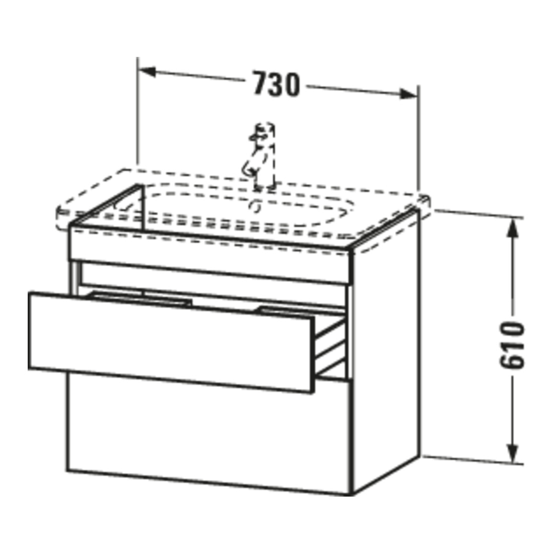 Duravit Meuble sous-lavabo DuraStyle 73x44,8 cm, graphite mat, 2 tiroirs, suspendu