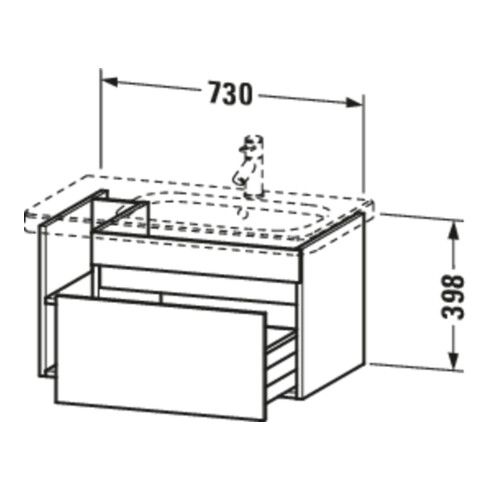 Duravit Meuble sous lavabo DuraStyle 73x44,8 cm, lavabo à droite, blanc mat, 1 tiroir