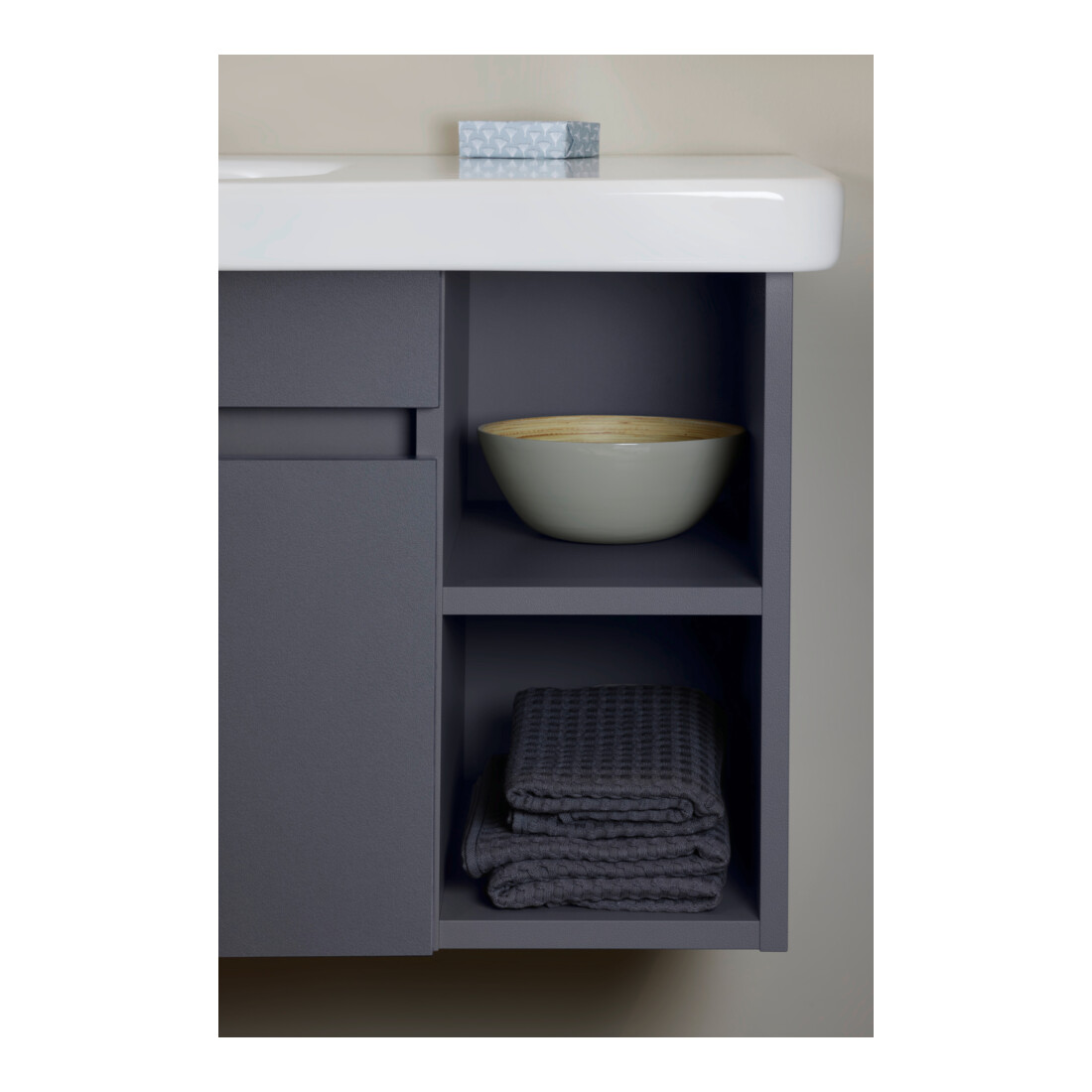 Duravit Meuble sous-lavabo DuraStyle 73x44,8 cm, lavabo gauche, blanc mat, 1 tiroir