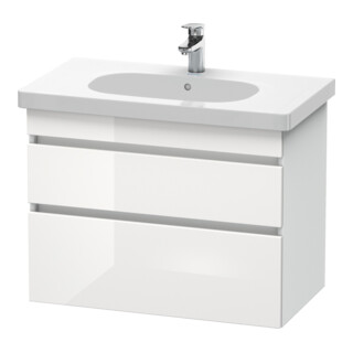 Duravit Meuble sous lavabo DuraStyle 80x45,3 cm, blanc brillant/bois, 2 tiroirs, suspendu
