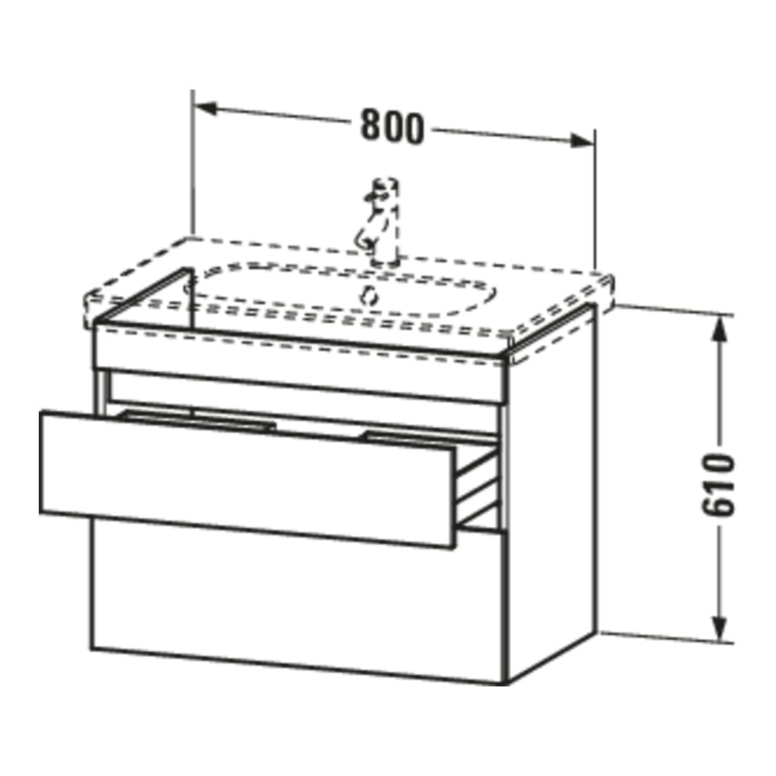 Duravit Meuble sous-lavabo DuraStyle 80x45,3 cm, N dk/bl ma, 2 tiroirs, suspendu
