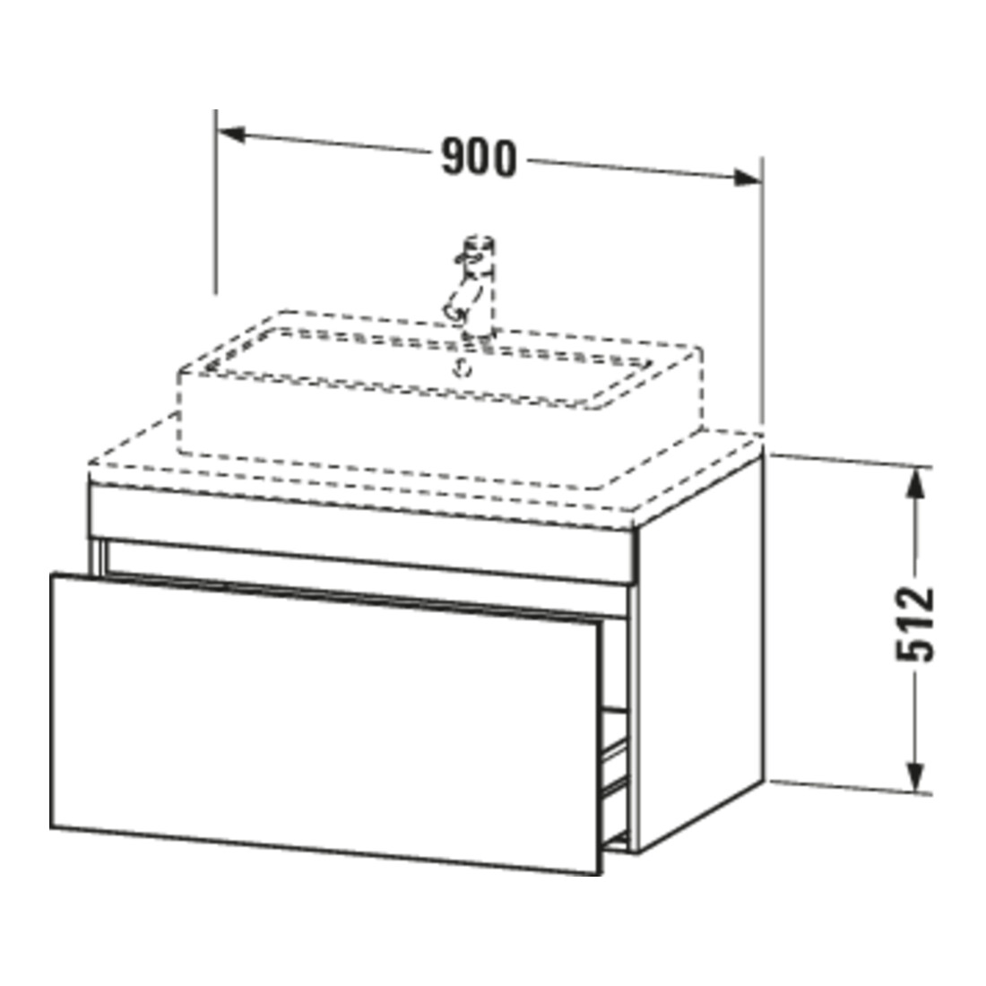 Duravit Meuble sous-lavabo DuraStyle 90x54,8 cm, blanc brillant, avec console, 1 tiroir