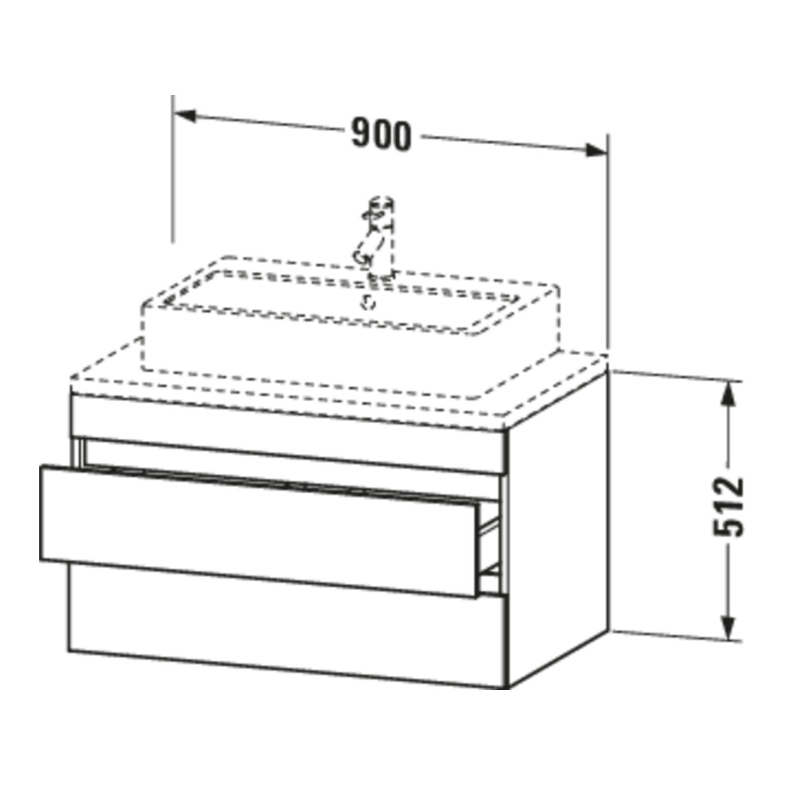 Duravit Meuble sous-lavabo DuraStyle 90x54,8 cm, graphite mat, 2 tiroirs