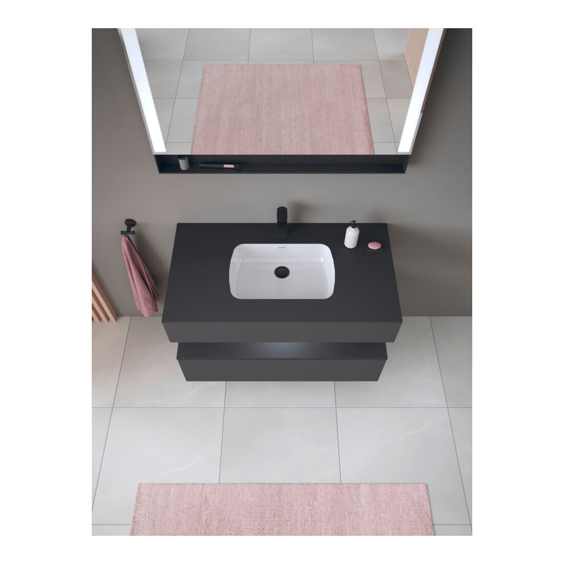 Duravit Meuble sous lavabo encastré Qatego 100x55x60 cm, gris, Kon-WTU, niche