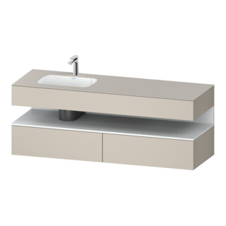 Duravit Meuble sous-lavabo encastré Qatego 160x50x60cm, Kon-WTU, Gauche, blanc m/taupe ma
