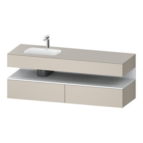 Duravit Meuble sous-lavabo encastré Qatego 160x50x60cm, Kon-WTU, Gauche, blanc m/taupe ma