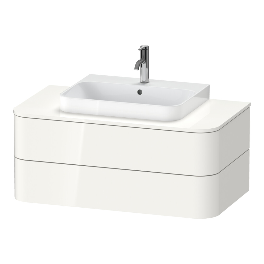 Duravit Meuble sous lavabo Happy D.2 Plus 100x55 cm, 2 tiroirs, pour vasque à poser, blanc brillant