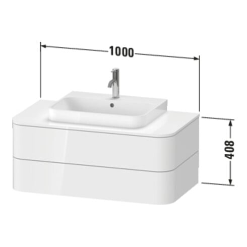 Duravit Meuble sous lavabo Happy D.2 Plus 100x55 cm, 2 tiroirs, pour vasque à poser, blanc brillant