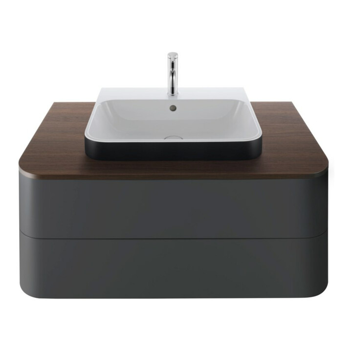Duravit Meuble sous-lavabo Happy D.2 Plus 100x55 cm, gris mat, 2 tiroirs, pour MWT