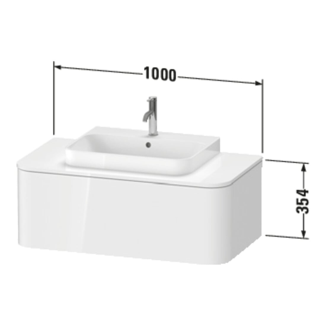 Duravit Meuble sous-lavabo Happy D.2 Plus 100x55cm, f K, 1 AZ, f AWT, bleu mat s-matt