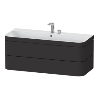 Duravit Meuble sous-lavabo Happy D.2 Plus 117,5x49 cm, 2 tiroirs, 2 poignées, graphite mat