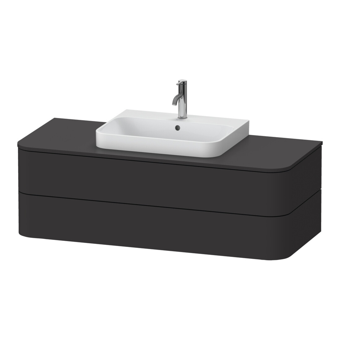 Duravit Meuble sous-lavabo Happy D.2 Plus 130x55 cm, 2 tiroirs, plan vasque mat graphite