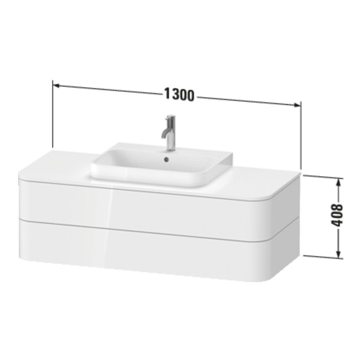 Duravit Meuble sous-lavabo Happy D.2 Plus 130x55 cm, 2 tiroirs, pour vasque à poser, blanc mat