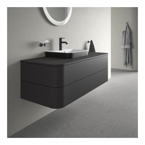 Duravit Meuble sous-lavabo Happy D.2 Plus 130x55 cm, 2 tiroirs, pour vasque à poser, graphite mat