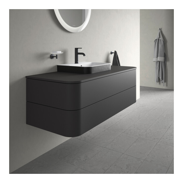 Duravit Meuble sous-lavabo Happy D.2 Plus 130x55 cm, 2 tiroirs, pour vasque à poser, graphite mat