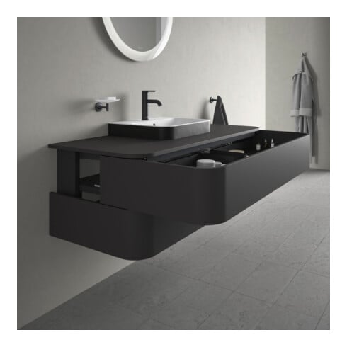 Duravit Meuble sous-lavabo Happy D.2 Plus 130x55 cm, 2 tiroirs, pour vasque à poser, graphite mat