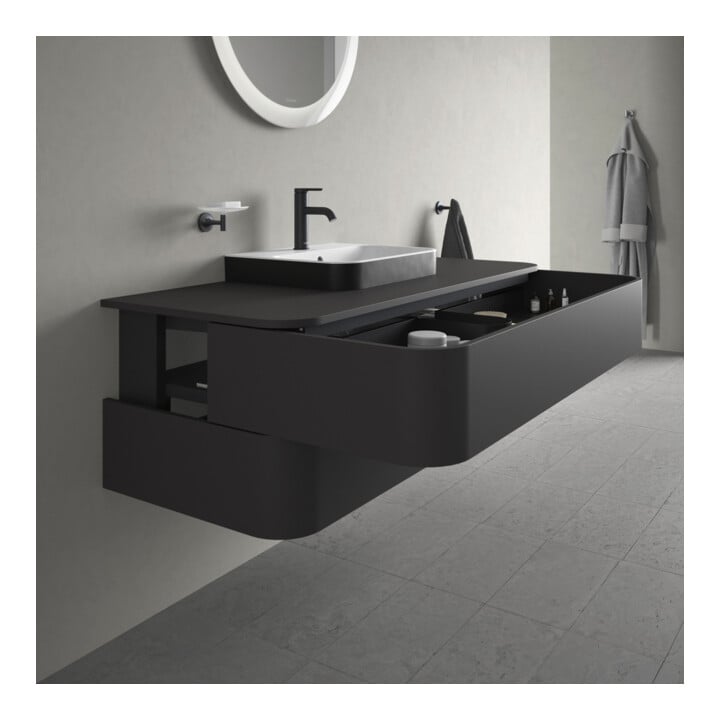 Duravit Meuble sous-lavabo Happy D.2 Plus 130x55 cm, 2 tiroirs, pour vasque à poser, graphite mat