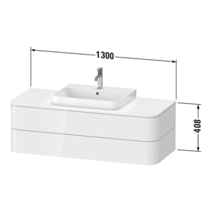 Duravit Meuble sous lavabo Happy D.2 Plus 130x55 cm, 2 tiroirs, pour vasque, bleu mat satiné