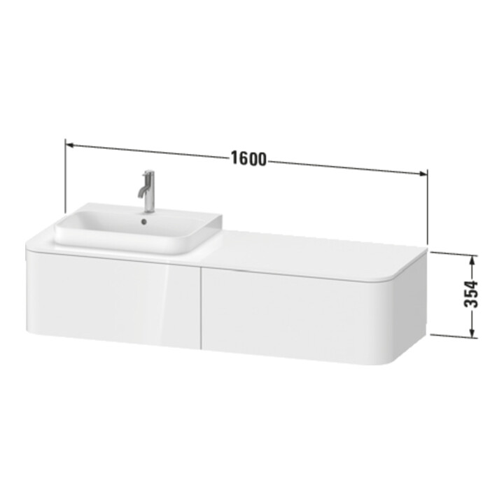 Duravit Meuble sous lavabo Happy D.2 Plus 160x55 cm, 2 tiroirs, noyer struct.