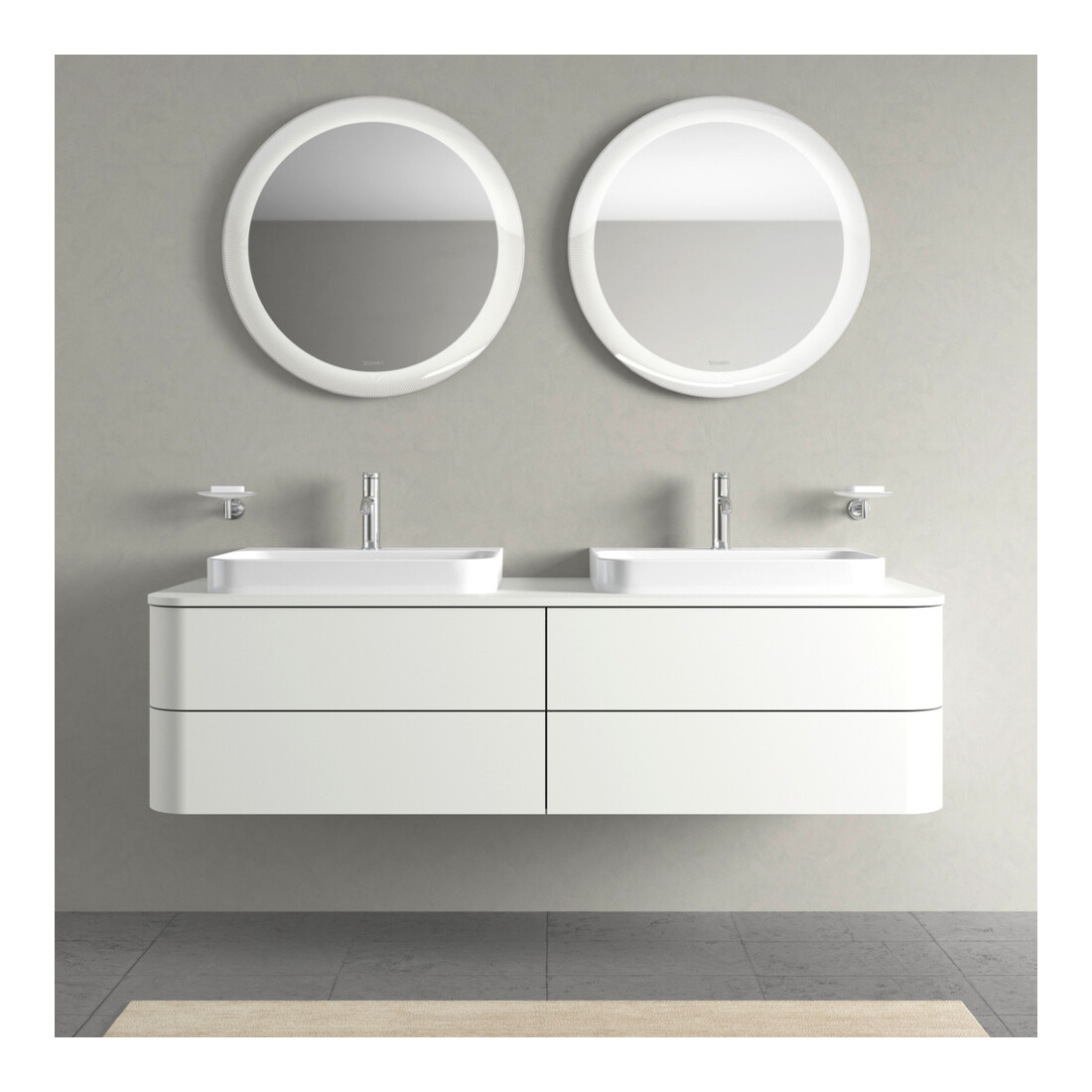 Duravit Meuble sous lavabo Happy D.2 Plus 160x55 cm, 4 tiroirs, blanc mat