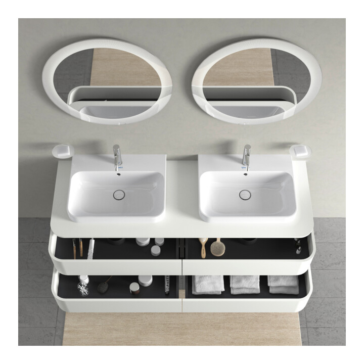 Duravit Meuble sous lavabo Happy D.2 Plus 160x55 cm, 4 tiroirs, blanc mat