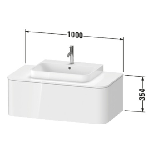 Duravit Meuble sous lavabo Happy D.2 Plus 35,4x100 cm, 1 tiroir, blanc super mat