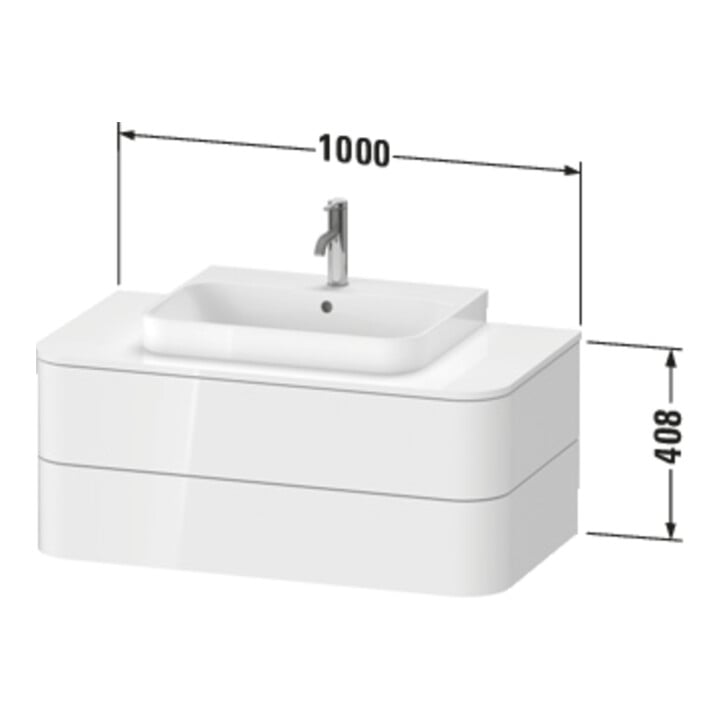 Duravit Meuble sous lavabo Happy D.2 Plus 40,8x100x55cm, 2 tiroirs, blanc satin