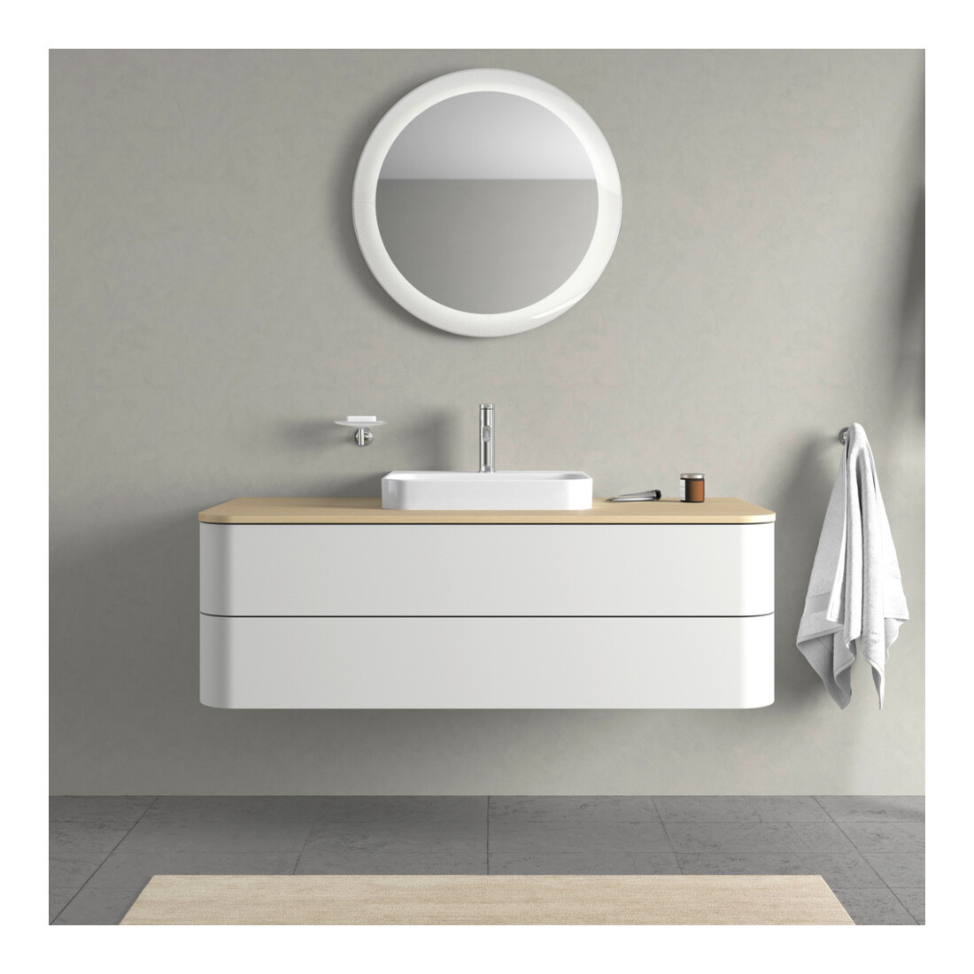 Duravit Meuble sous lavabo Happy D.2 Plus 40,8x130x55 cm, 2 tiroirs, blanc nord s-mat