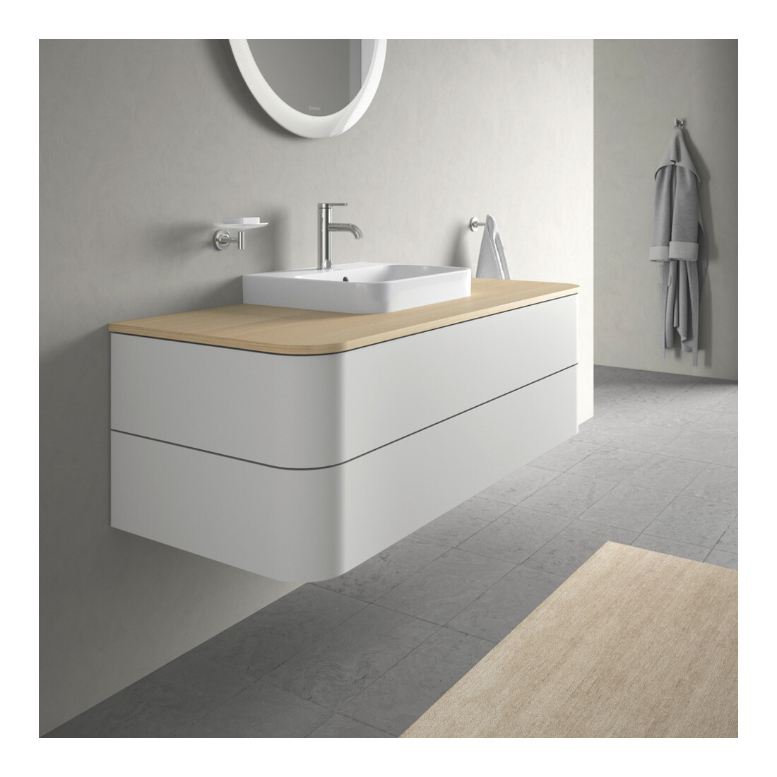 Duravit Meuble sous lavabo Happy D.2 Plus 40,8x130x55 cm, 2 tiroirs, blanc nord s-mat
