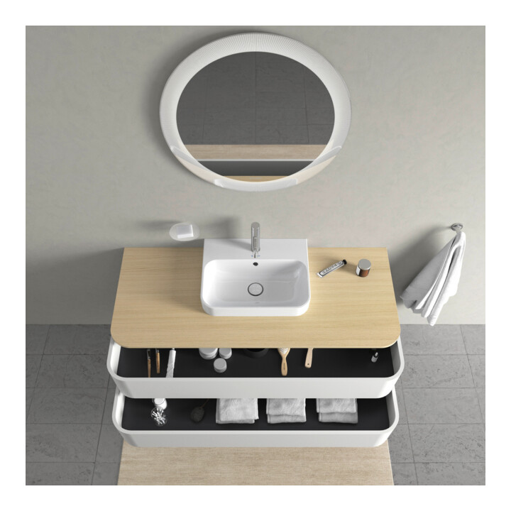 Duravit Meuble sous lavabo Happy D.2 Plus 40,8x130x55 cm, 2 tiroirs, blanc nord s-mat