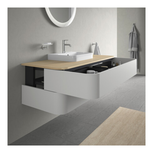 Duravit Meuble sous lavabo Happy D.2 Plus 40,8x130x55 cm, 2 tiroirs, blanc nord s-mat