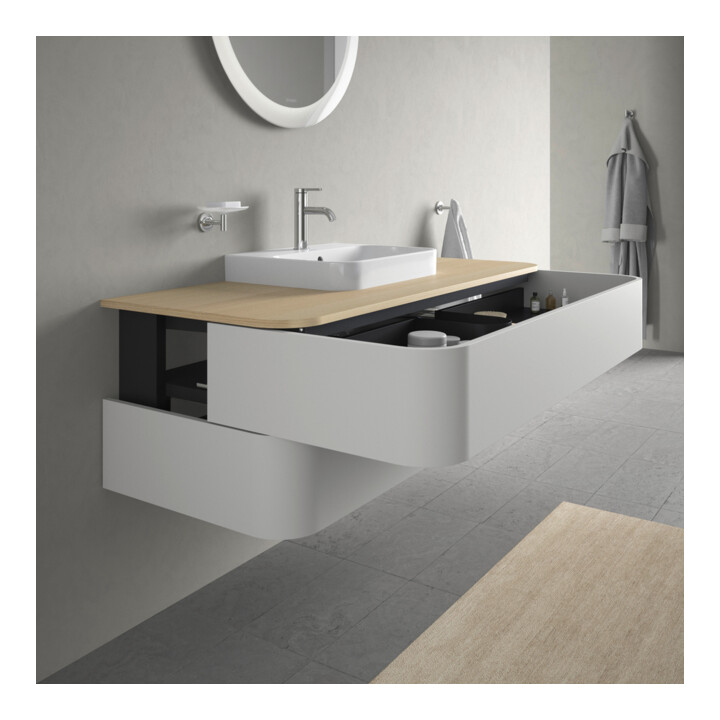 Duravit Meuble sous lavabo Happy D.2 Plus 40,8x130x55 cm, 2 tiroirs, blanc nord s-mat
