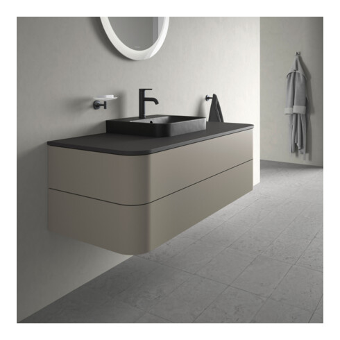 Duravit Meuble sous lavabo Happy D.2 Plus 40,8x130x55 cm, 2 tiroirs, gris pierre mat