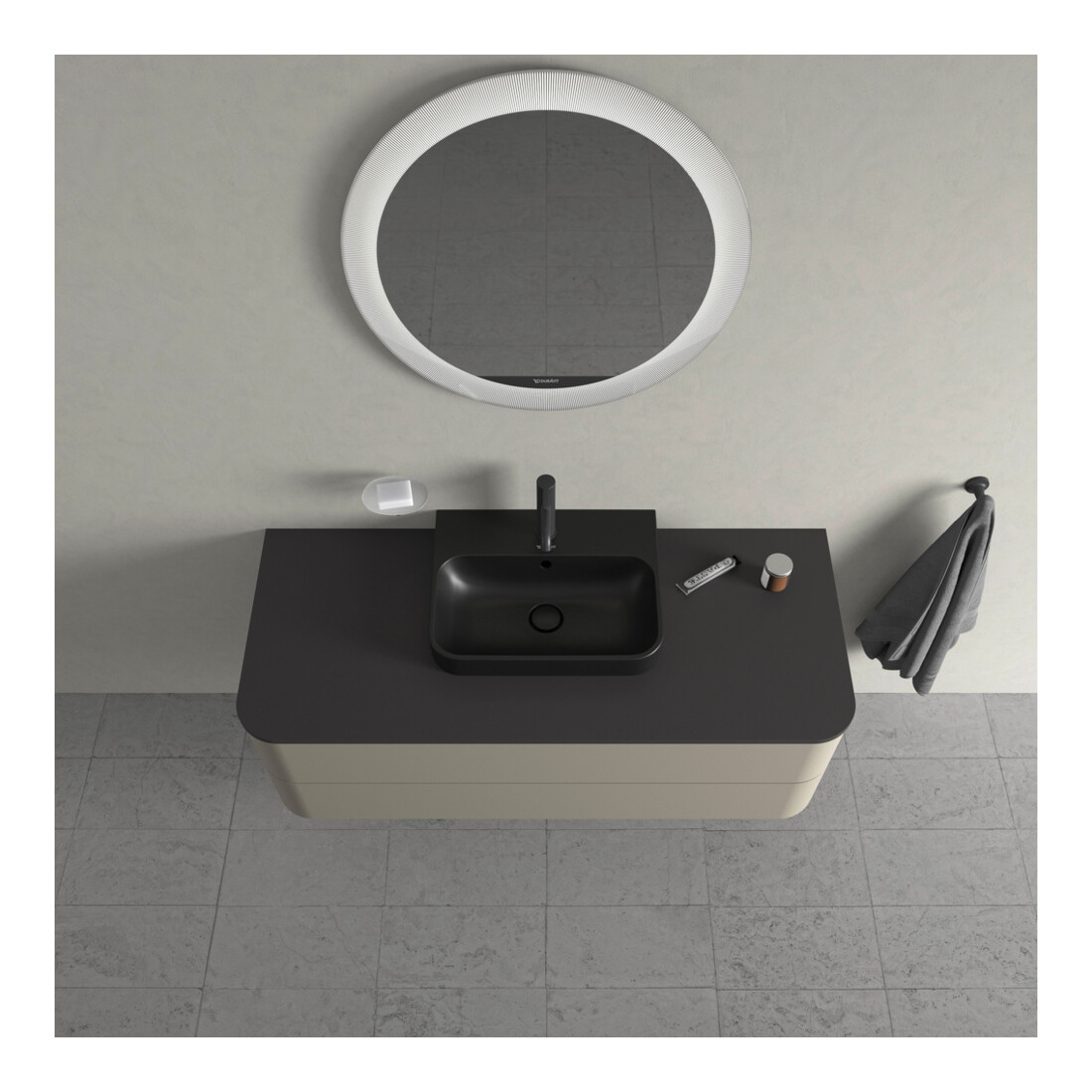 Duravit Meuble sous lavabo Happy D.2 Plus 40,8x130x55 cm, 2 tiroirs, gris pierre mat