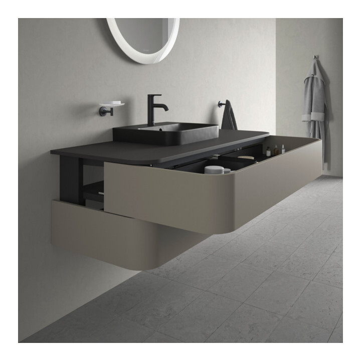 Duravit Meuble sous lavabo Happy D.2 Plus 40,8x130x55 cm, 2 tiroirs, gris pierre mat