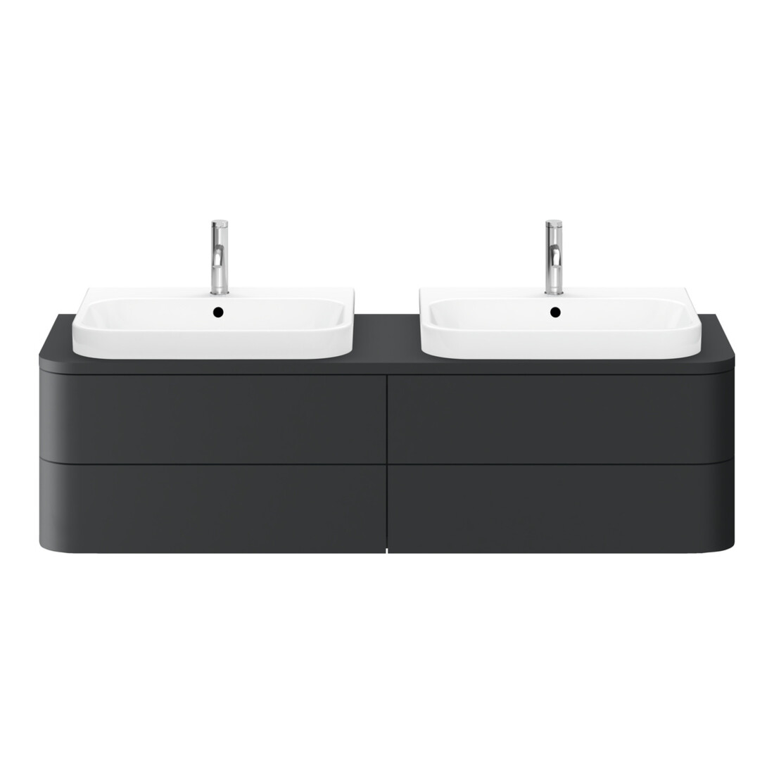 Duravit Meuble sous lavabo Happy D.2 Plus 40,8x160 cm, 4 tiroirs, BP b, graphite mat