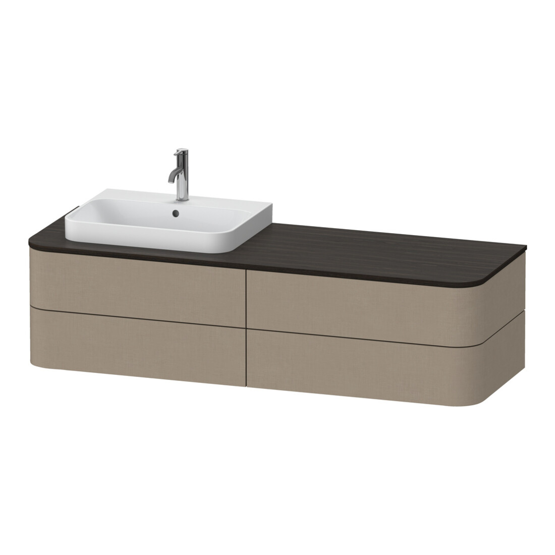 Duravit Meuble sous lavabo Happy D.2 Plus 40,8x160 cm, 4 tiroirs, lin, gauche