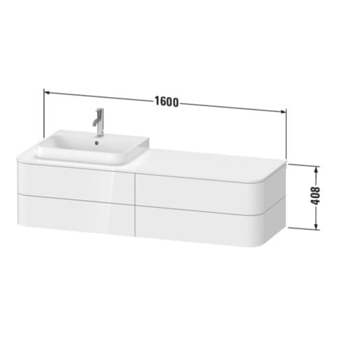 Duravit Meuble sous-lavabo Happy D.2 Plus 40,8x160cm, 4 tiroirs, BP r, graphite mat