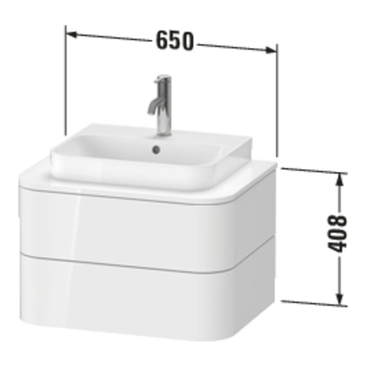 Duravit Meuble sous lavabo Happy D.2 Plus 40,8x65cm, 2 tiroirs, blanc super mat