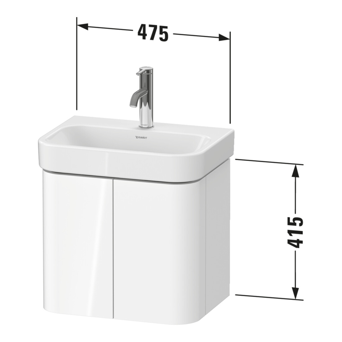 Duravit Meuble sous-lavabo Happy D.2 Plus 47,5x35x41,5cm, 2 portes, bleu satin