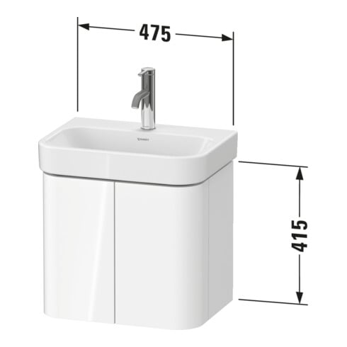 Duravit Meuble sous-lavabo Happy D.2 Plus 47,5x35x41,5cm, 2 portes, taupe satinée
