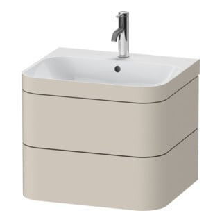 Duravit Meuble sous lavabo Happy D.2 Plus 57,5x49 cm, 1 porte, taupe mat, 2 tiroirs