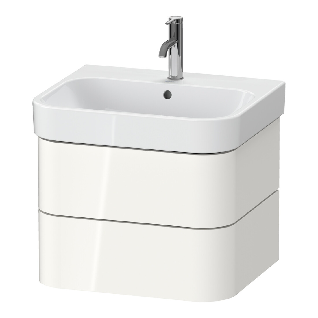 Duravit Meuble sous-lavabo Happy D.2 Plus 57,5x49 cm, blanc brillant, 2 tiroirs