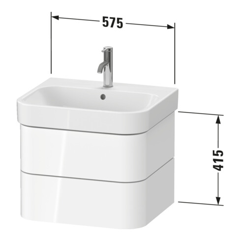 Duravit Meuble sous lavabo Happy D.2 Plus 57,5x49 cm, blanc mat soyeux, 2 tiroirs