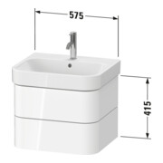 Duravit Meuble sous-lavabo Happy D.2 Plus 57,5x49 cm, blanc supermat, 2 tiroirs-3