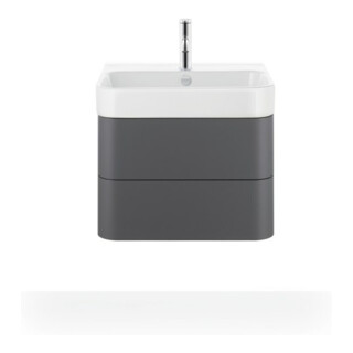 Duravit Meuble sous lavabo Happy D.2 Plus 57,5x49 cm, graphite mat, 2 tiroirs