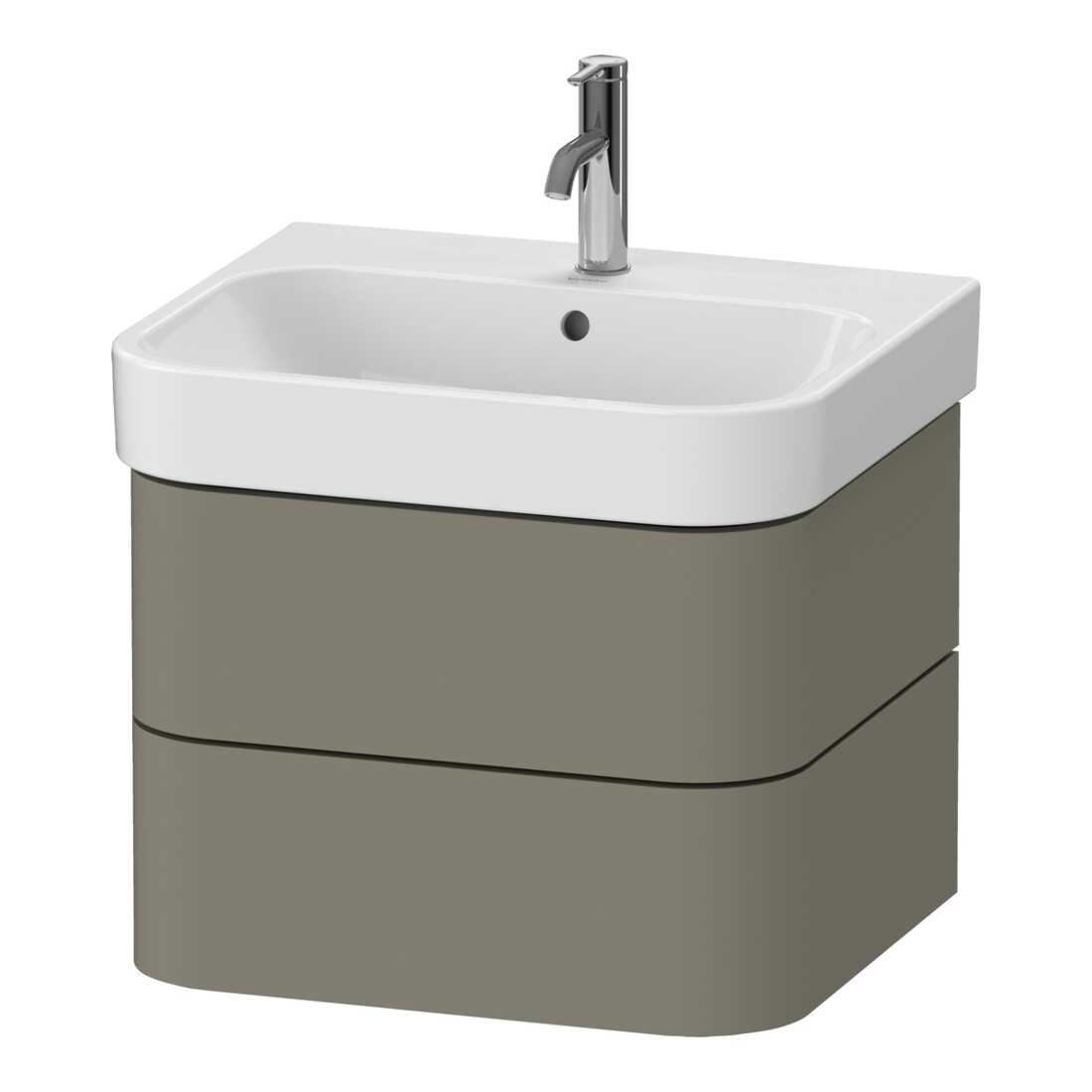 Duravit Meuble sous lavabo Happy D.2 Plus 57,5x49 cm, gris pierre mat, 2 tiroirs