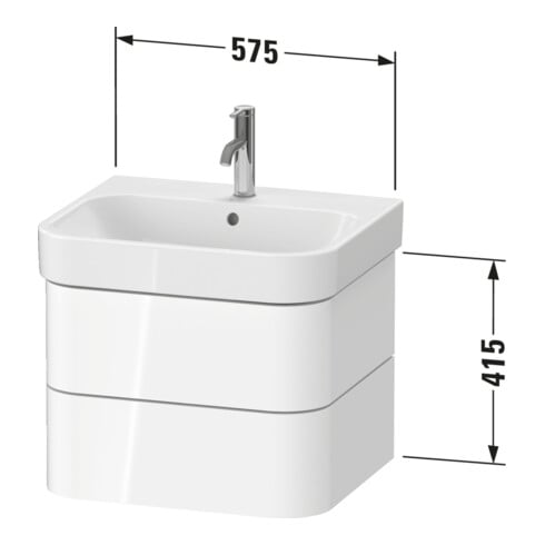 Duravit Meuble sous-lavabo Happy D.2 Plus 57,5x49 cm, Nord blanc mat, 2 tiroirs
